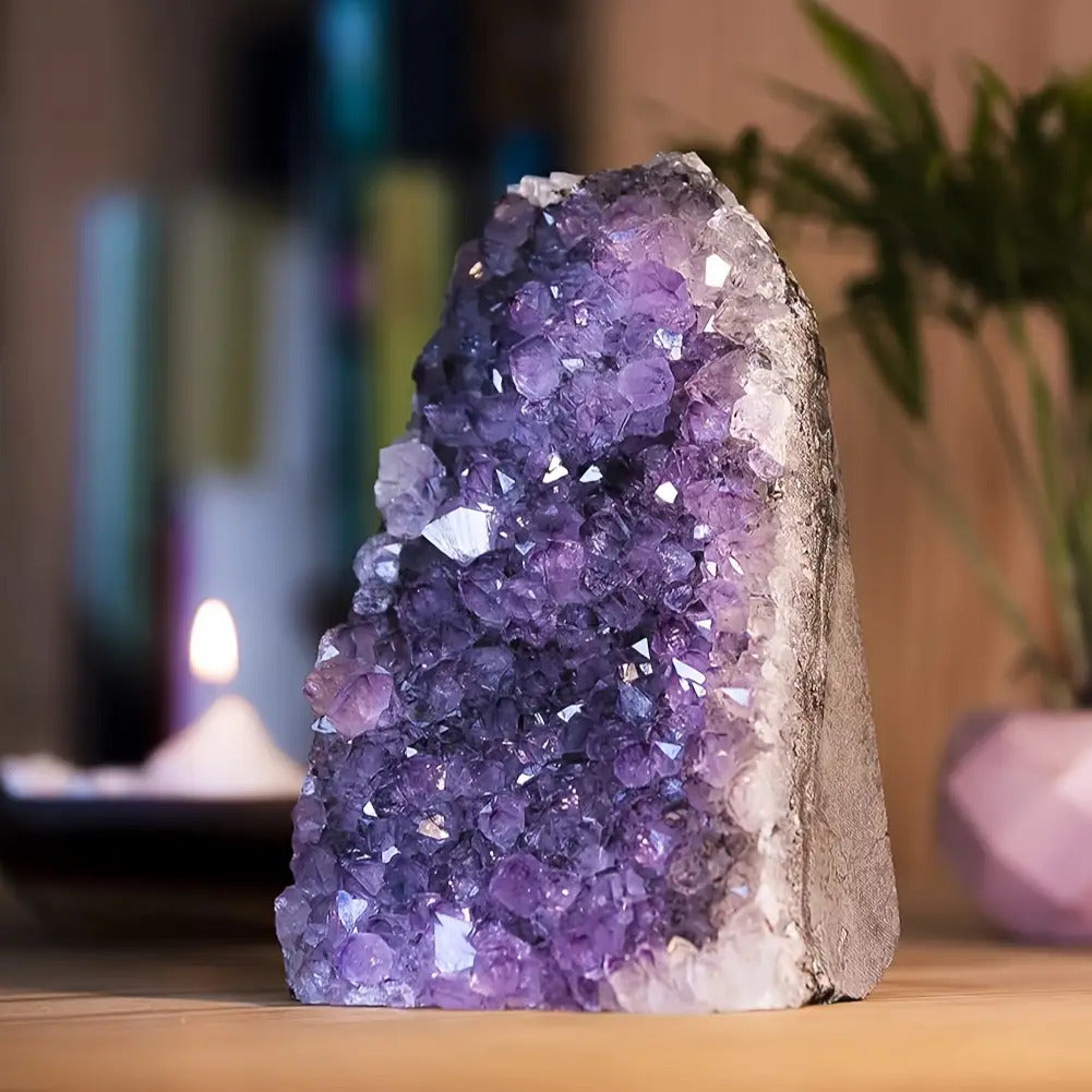 1pc Natural Amethyst Geode Cluster, Crystal Home Decor, Holiday Gifts - Christmas, Halloween, Easter, Hanukkah, Thanksgiving
