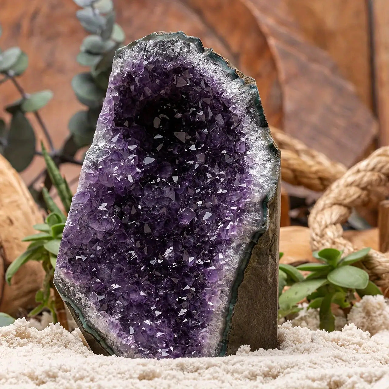 1pc Natural Amethyst Geode Cluster, Crystal Home Decor, Holiday Gifts - Christmas, Halloween, Easter, Hanukkah, Thanksgiving